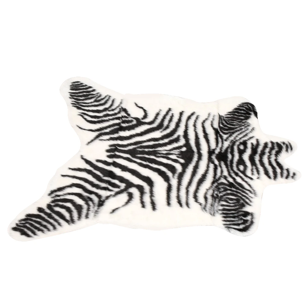 

Living Room Home Western Synthetic Mold Resistant Decor Props With Backing No Slip Quick Drying Cute Print Faux Zebra Rug