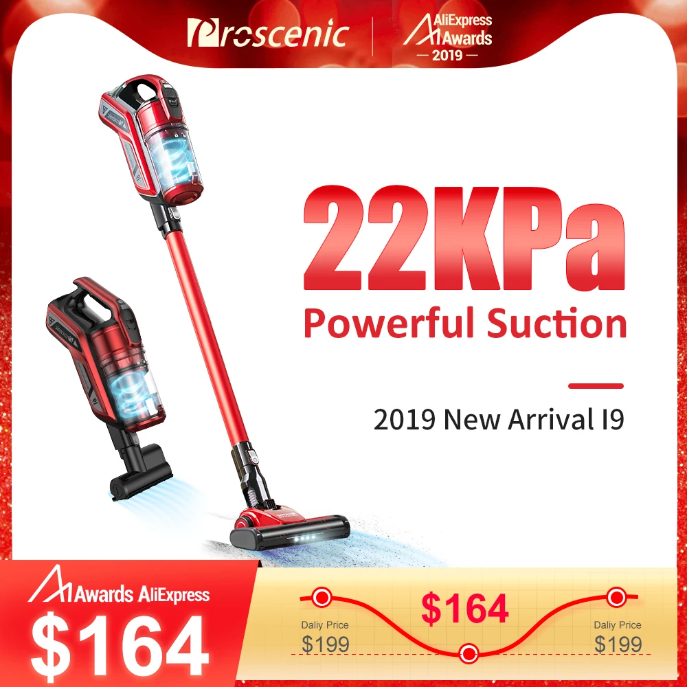 Comprar Aspiradora inalámbrica Proscenic I9 22000Pa Max succión ligera 2 en 1 filtro de ciclón portátil inalámbrico de succión fuerte
