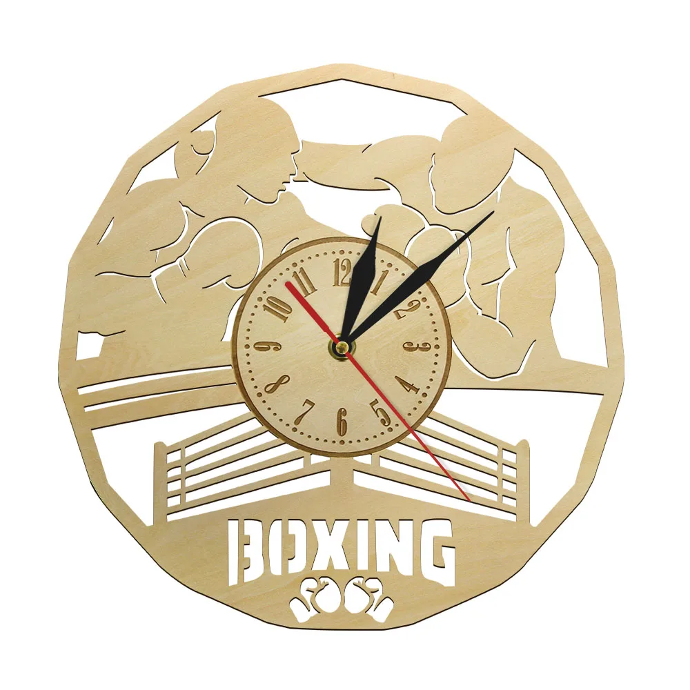 Боксерские деревянные настенные часы бокс настенные дизайнерские часы боксеры силуэт Декор бокс декор для мальчиков комната настенные