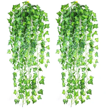 

Artificial Leaves Plastic Ivy Green Leaf Garland Plant Vine Leaf Festival Decoration For Wall Hanging Garden Living Room Bar