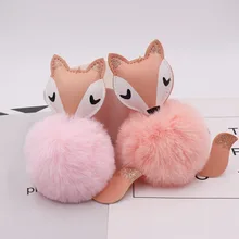 Горячая Распродажа нефритовый Лисий шар для волос пушистый брелок для ключей подвеска Женский брелок для ключей Лучший Друг девушки подарок