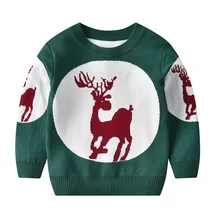 Осень-зима, Рождественский свитер с рисунком оленя для мальчиков, плотный детский вязаный пуловер, одежда, джемпер, Свитера для маленьких мальчиков