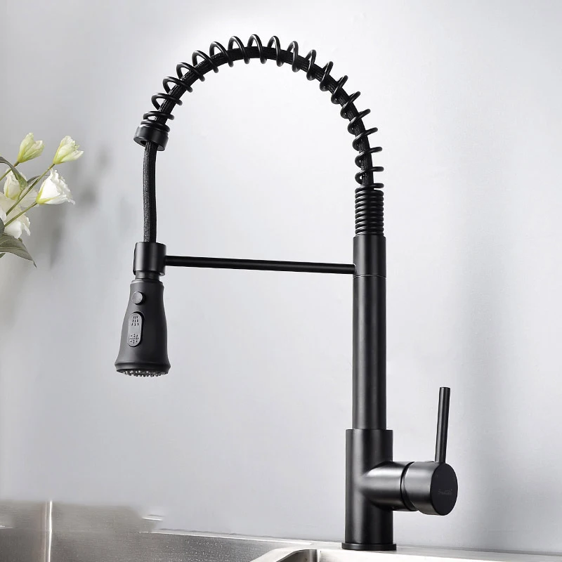 1273-F-black Матовый кухонный кран SDSN Smart Touch, кухонные смесители, выдвижной кухонный смеситель, 304, датчик из нержавеющей стали, кухонные смесители - Цвет: 1273-F-black