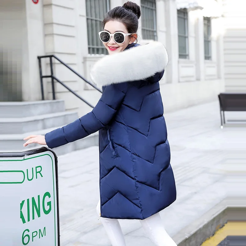 Женское зимнее пальто с капюшоном, теплое Женское пальто, большие размеры S-6XL, зимняя куртка, женские длинные парки, женские ватные пальто, Jaqueta Feminina - Цвет: dark blue 5
