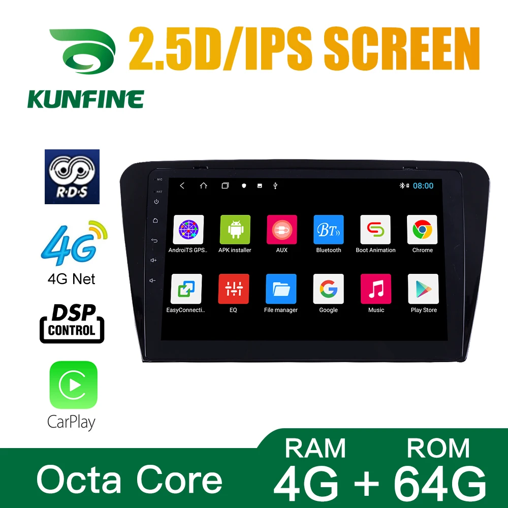 Octa Core 1024*600 Android 10.0 Car DVD GPS Navigation Player Deckless Stereo For Skoda Octavia 2014-18 Radio Headunit wifi | Автомобили и