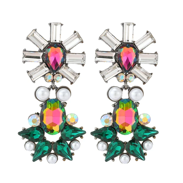 Ztech New Green Series Set Earrings Designer Jewelry Crystal Tassel Za Accessories Handmake Statement Bijoux Pendientes Brincos E1723