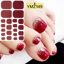 22 dicas brilhante toenail adesivo cobertura completa pés decorações padrões misturados envoltórios de unhas beleza design à prova dwaterproof água unha arte manicure