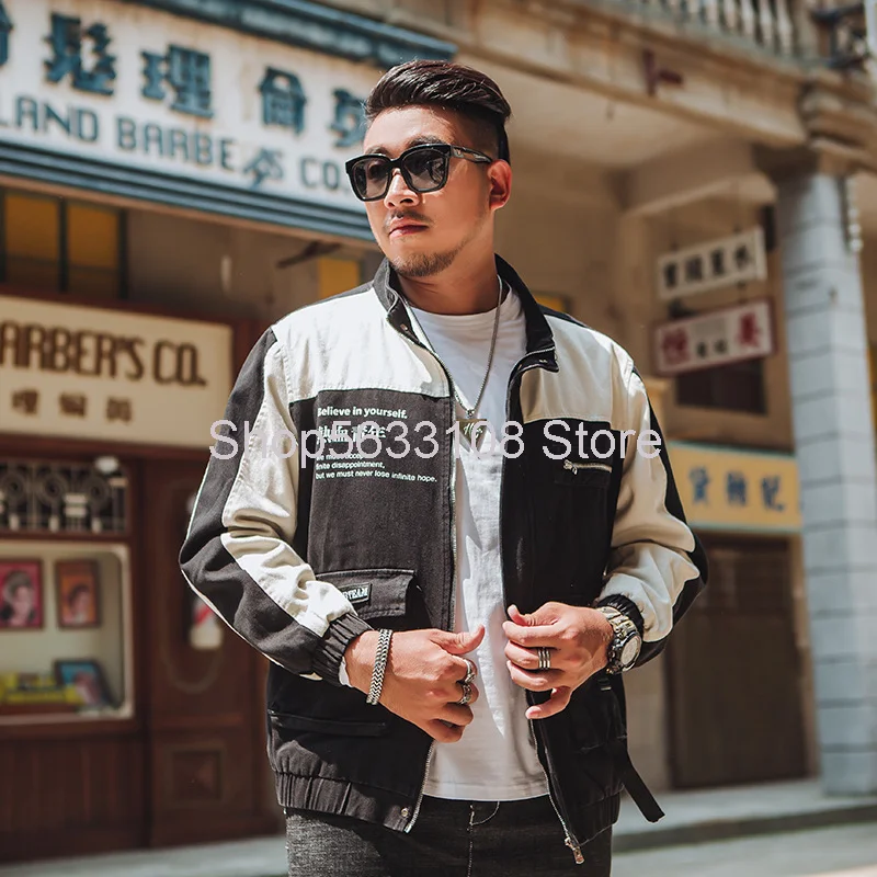 

Canvas J1501 Jacket Big Size Men's Wear Canvas Coat Plus Fat Plus Locomotive Wind Racing Car Clothing Fat Man Fat