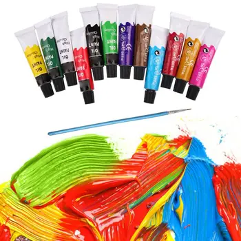 

12 Colors Oil Painting Paint Drawing Pigment 12ml Tubes with Brush Set Artist Art Supplies