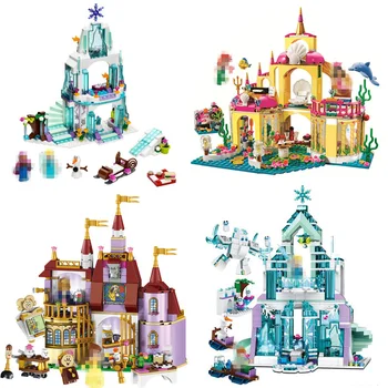 

Princess Castle Building Blocks Snow Queen Elsa Anna Cinderella Figure Compatible Lepining Friends Brick Toys Model Gifts
