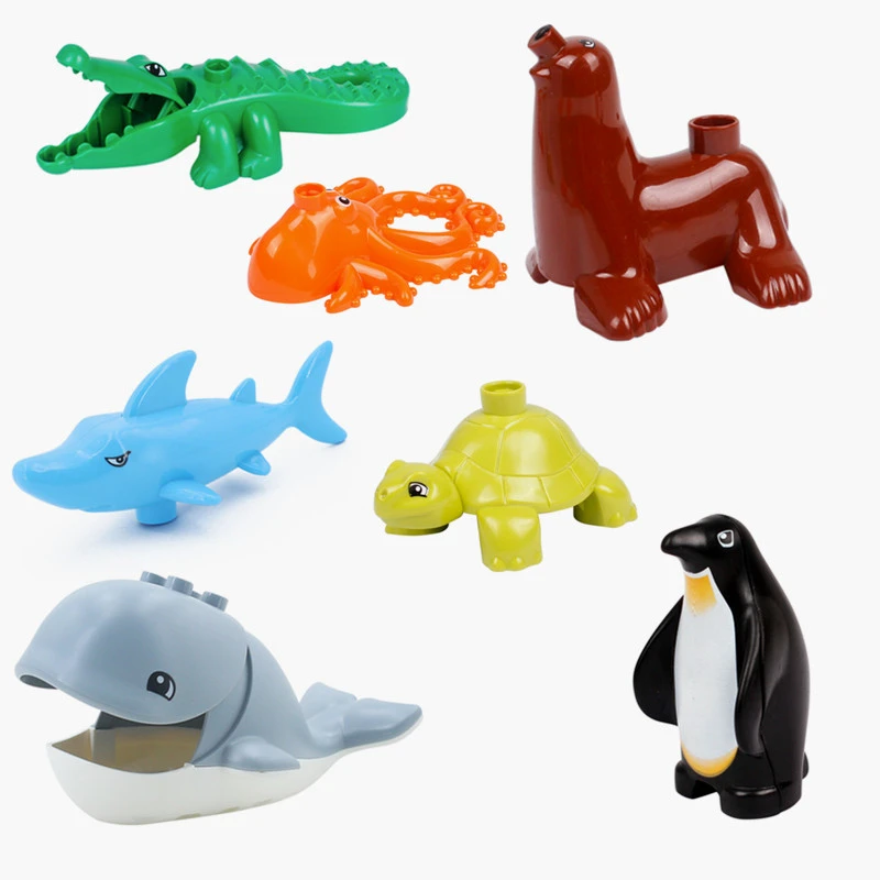 

Ocean Animals Building Blocks Shark Penguin Whale Fish Octopus Zoo Large Particles Bricks Accessory Toys For Children Kid Gift