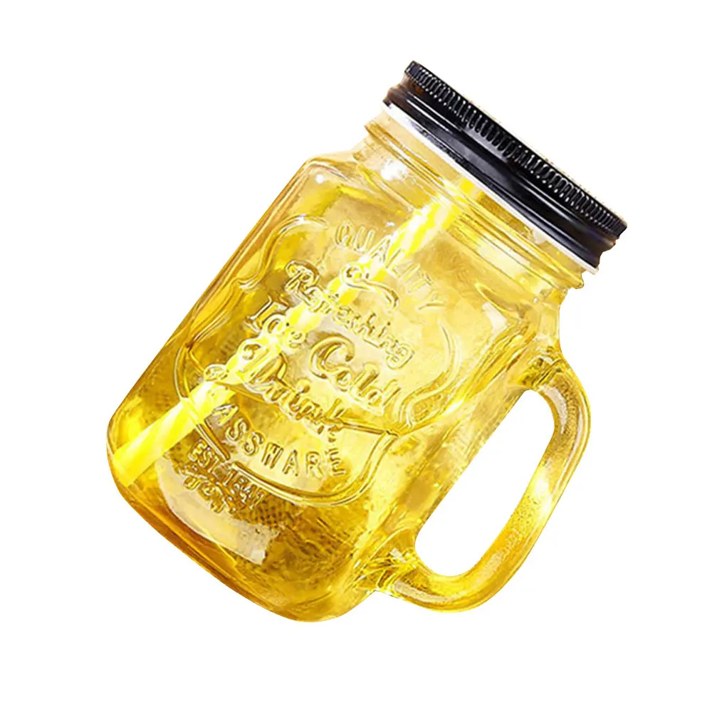 Yellow С крышкой градация бутылка для напитков петух чашка модный коктейльный бар студенческий креативный подарок летний прозрачный холодный напиток - Цвет: Yellow