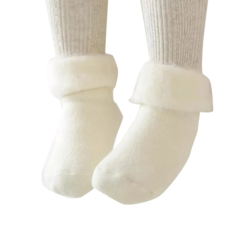 Милые носки для малышей; зимние плотные теплые носки для новорожденных; однотонные зимние носки для малышей; хлопковые носки для малышей; 6 цветов; Новинка - Цвет: 61W