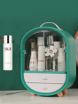 

Large-capacity Cosmetics Shelf Student Desktop Skin Care Product Storage Box Dustproof And Waterproof Press Double Open Door