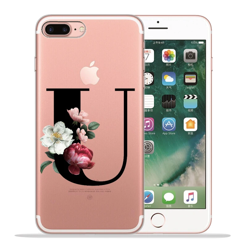 Чехол для телефона с буквенным принтом и цветочным рисунком, чехол для iPhone X, чехол 11 11 Pro Max 5, 5S, 6, 6 S, 7, 8 Plus, X, XS, Max, XR, чехол для iPhone 8, чехол - Цвет: 21