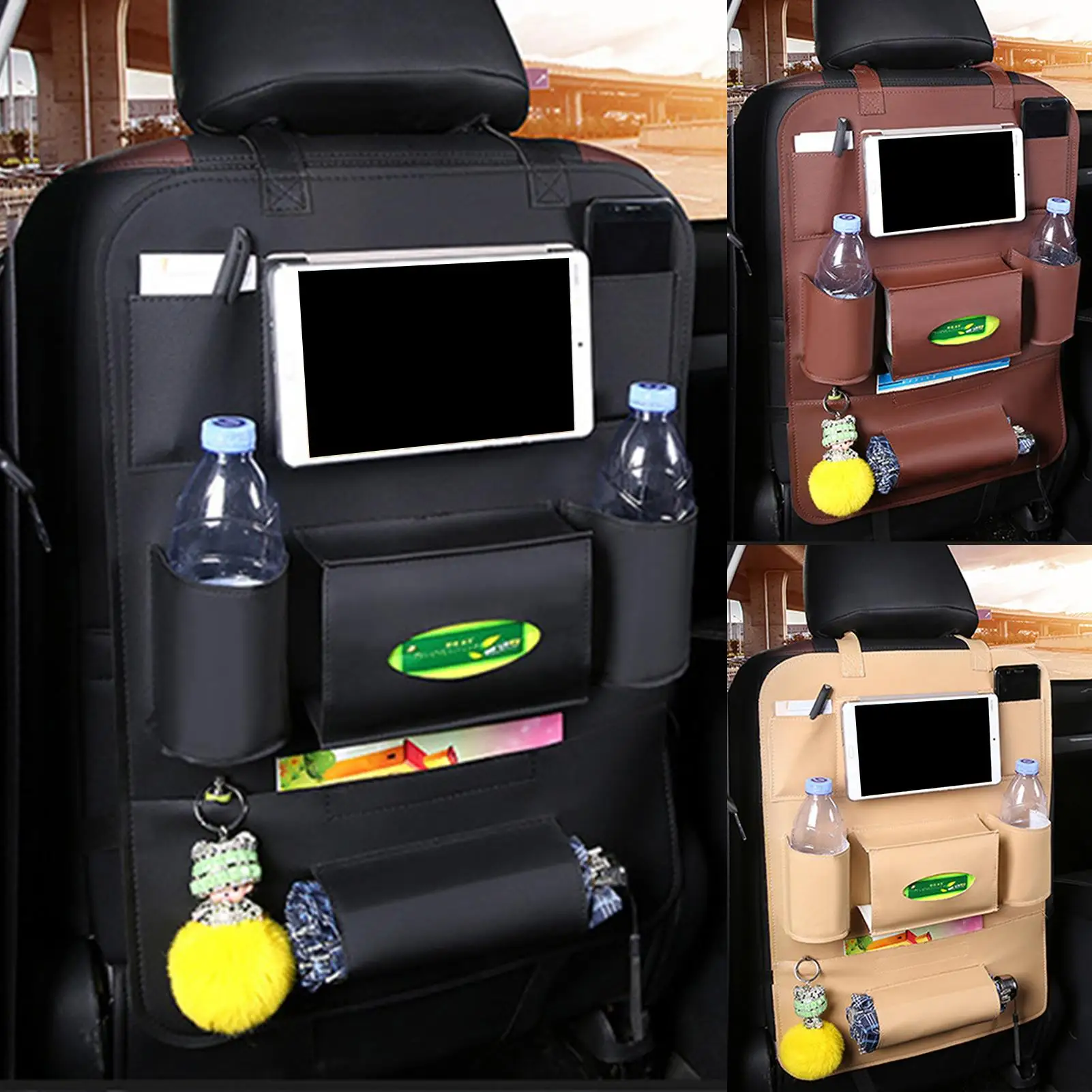 Faltbare Faux Leder Auto Sitz Lagerung Tasche Tragbare Fahrzeug Hängen  Papierkorb Organizer Auto inter Verstauen Aufräumen zubehör - AliExpress