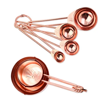 

8Pcs/Set Rose Gold 430 Stainless Steel Measuring Cups And Spoons set of 8 Engraved Measurements,Pouring Spouts&Mirror Polished