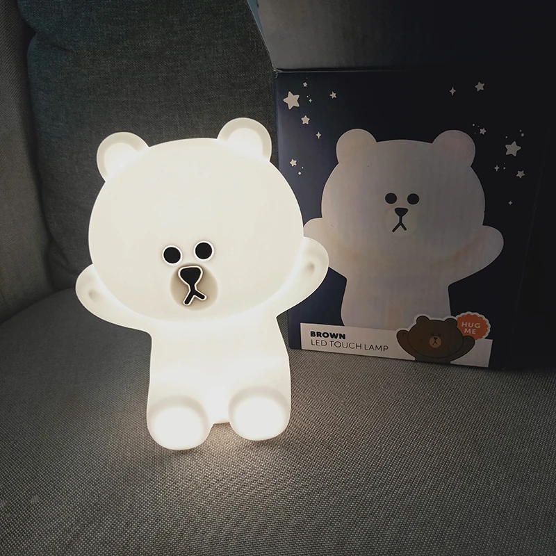Милый медведь ночной Светильник светодиодный сенсорный датчик затемнения кролик Кони USB заряжаемый рядом с лампой 3 Вт ночной Светильник детский подарок Настольный светильник s