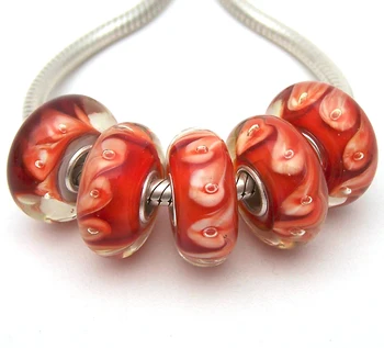 

JGWG1833 5X 100% Authenticity S925 Sterling Silver Beads Murano Glass beads Fit European Charms Bracelet diy jewelry Lampwork