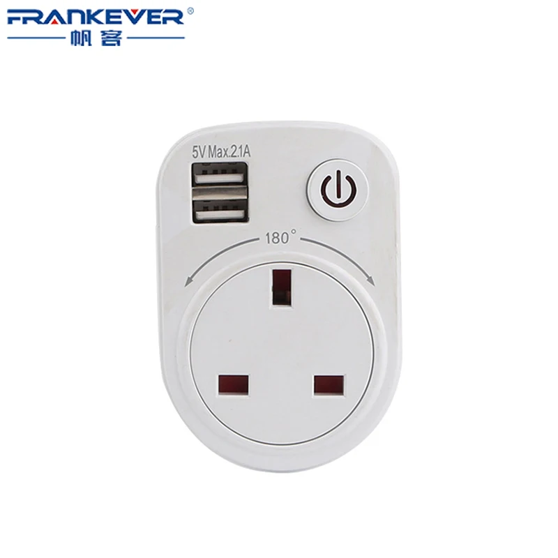 

FrankEver UK Brazil DE TH VIE Plug Dual USB Port Socket 5V 2.1A Charger Power Adapter Electrical USB 180 Rotation Plug Socket