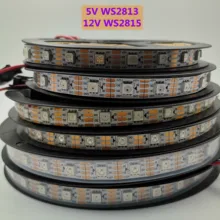 

DC5V WS2813 DC12V WS2815 WS2812 Updated 5050SMD LED Strip Light IndividuaIIy AddressabIe Dual-Signal PixeIs IP65 Waterproof