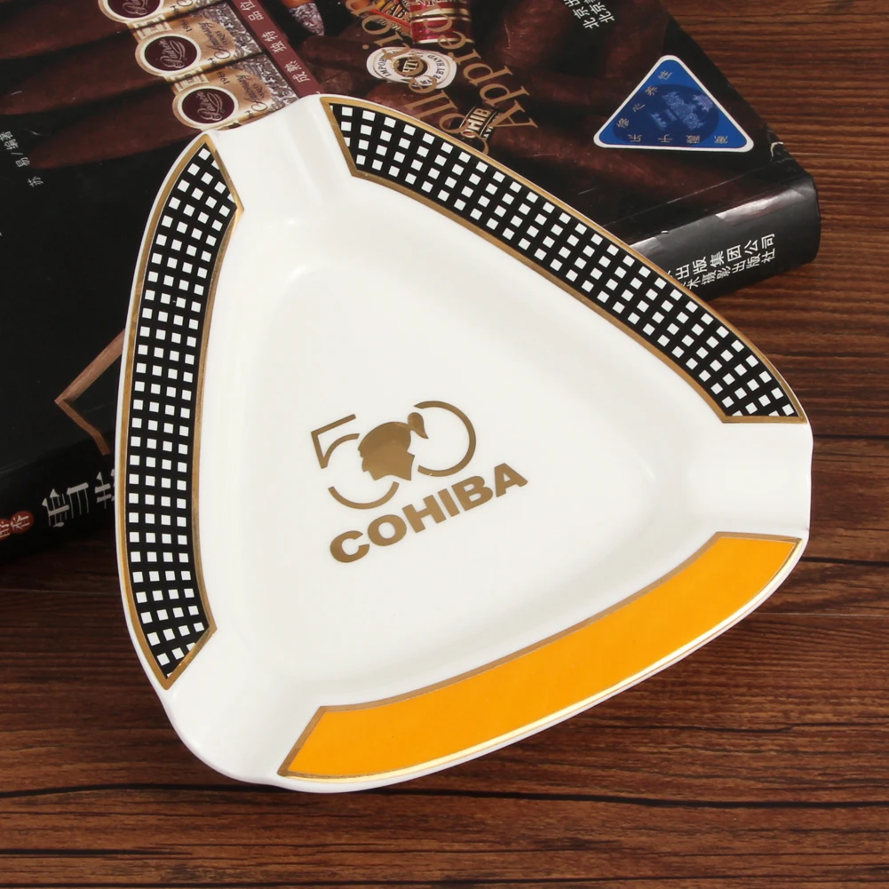 COHIBA большая пепельница уличная пепельница для сигарет портативный 3 Держатель для сигар подставка пепельница роскошный стол Cenicero gadгаты для сигар - Цвет: COHIBA WHITE