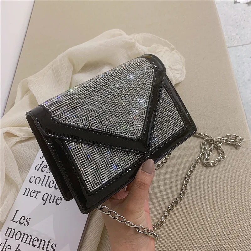 

Chain Small Bag Women's 2019 New Style Korean-style Summer Western Style Diamond Set Square Sling Bag Versitile Fashion Crossbod