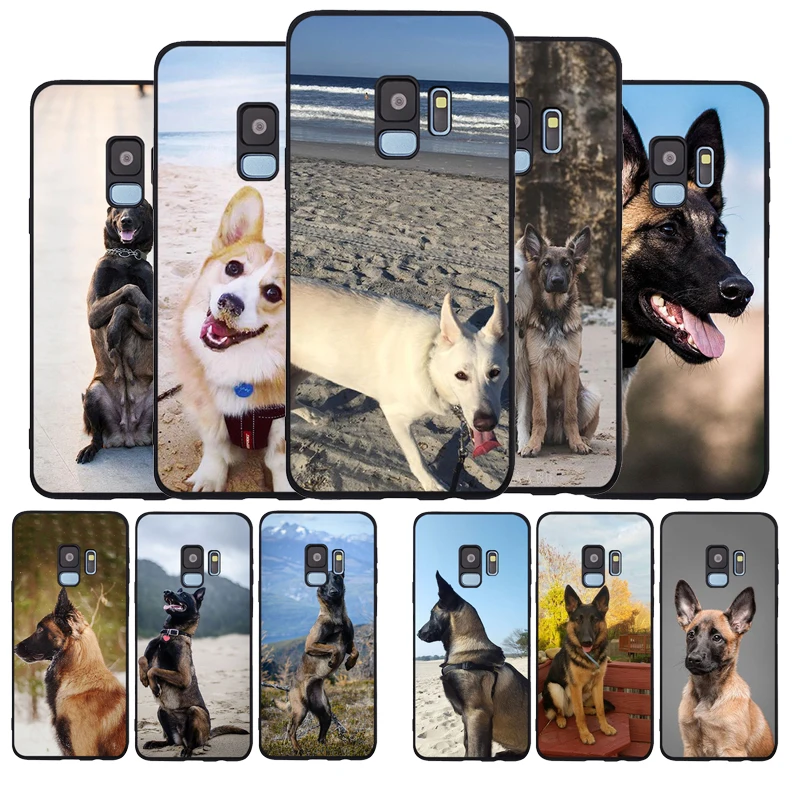 Sand German Shepherd Puppy Soft Case For Samsung S20 S10 S9 S8 S7 S6 EDGE Plus Lite Note 8 9 10 Cover A7 A8 A9 black Cases | Мобильные