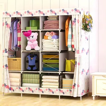 

Multi-compartment Household Modern Simple Non-Woven Anti-dust Wardrobe Clothe Storage Garderobe Cabinet Closet 170*167*39cm