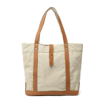 

women large capacity casual cavas cotton tote handbag for female brief beige khaki grey one shoulder crossbody bag