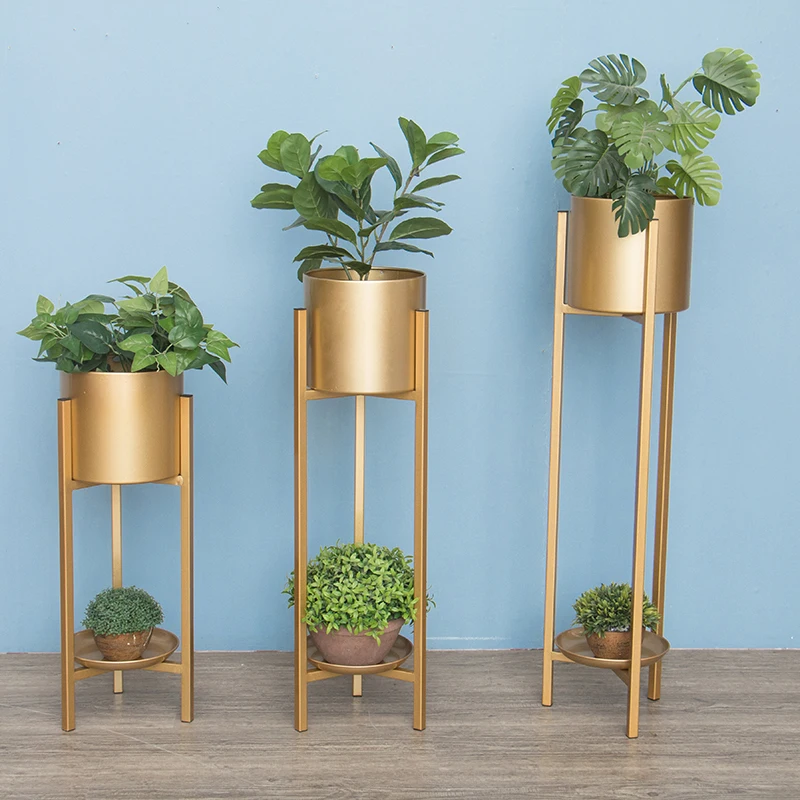 Цветок в Северном европейском стиле гостиной кованого железа металла оригинальность Современный Лаконичный для земли Золотой украшения Крытый зеленый