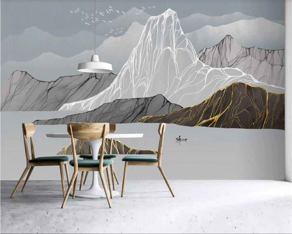 beibehang wallpaper for walls in rolls New Chinese style modern Zen light luxury abstract ink landscape painting 3d | Обустройство