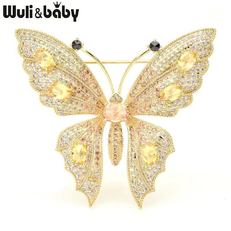 Wuli & baby Роскошные Броши в виде бабочки из Кубического циркония для женщин высокое