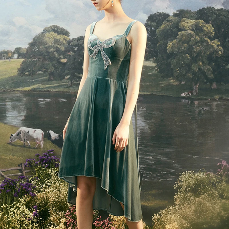 high low velvet dress