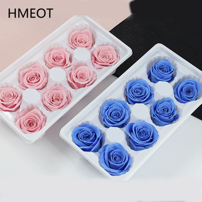 Cabezas de rosas de flores eternas, flores preservadas, flor inmortal, caja  de regalo DIY, materiales de ramo de San Valentín, 4 5cm, 8 Uds.|Flores  artificiales y secas| - AliExpress