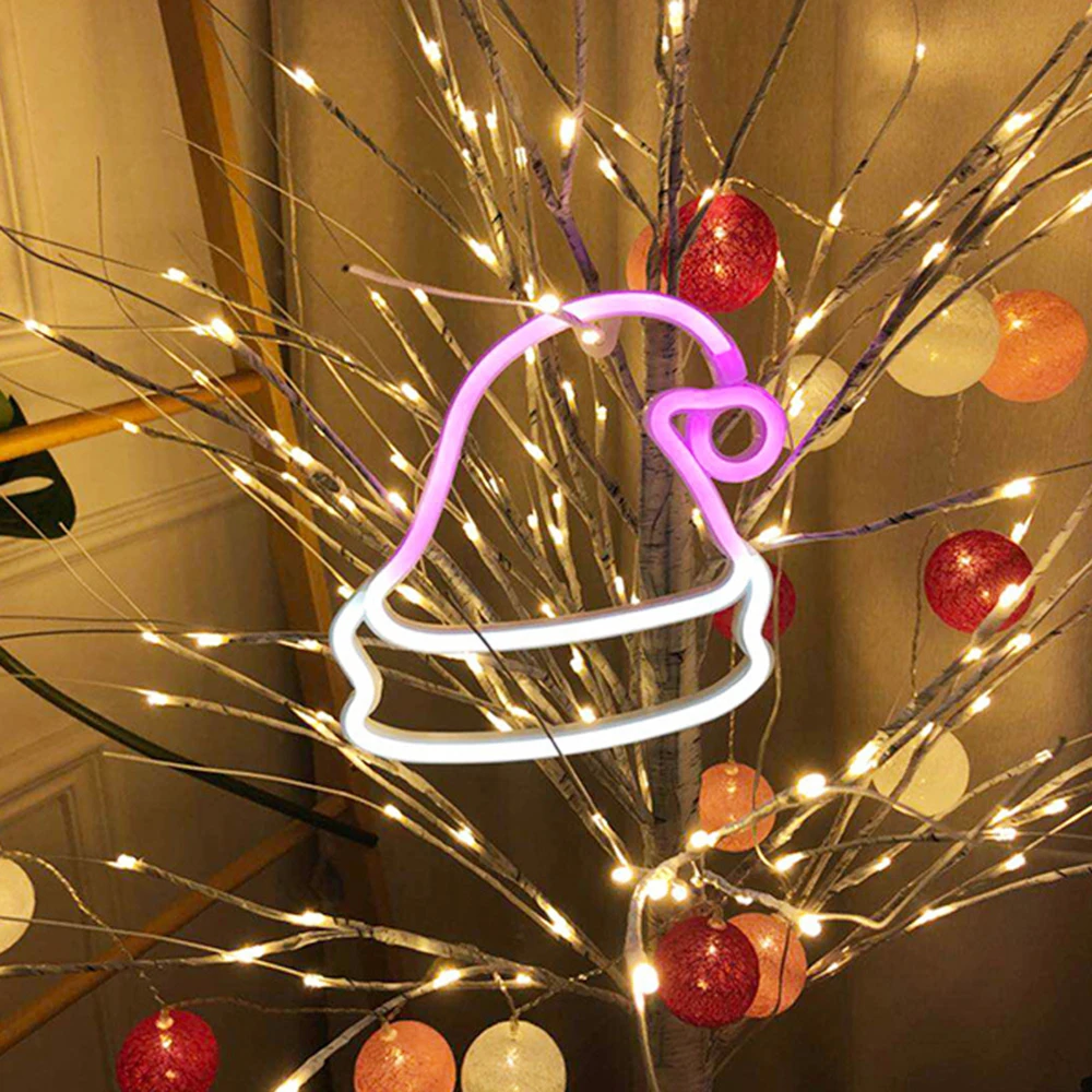 Светодиодный неоновый светильник с питанием от USB/аккумулятора, Рождественская елка, снежинка, ночник, праздничные, рождественские, вечерние, свадебные, для детской комнаты