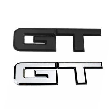 

2 Pcs 3D Gt Logo Car Sticker Fashion Car Decor Sticker for Ford Mustang Focus Mk 1 2 3 7 Mondeo Car Styling , Silver & Black