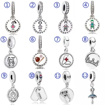

Girl Boy Mom & Dad Stick Figure Nurse Crown Stethoscope Pendant Charm Fit Pandora Bracelet 925 Sterling Silver Bead Diy Jewelry