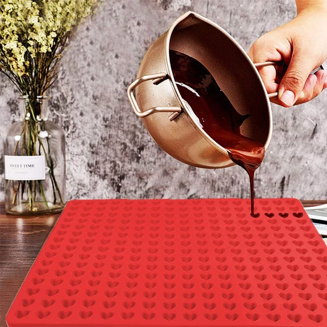 255 Holes Mini Heart Chocolate Mold Silicone Pet Treats Mold Baking Mat  Cooking Sheet For Ganache