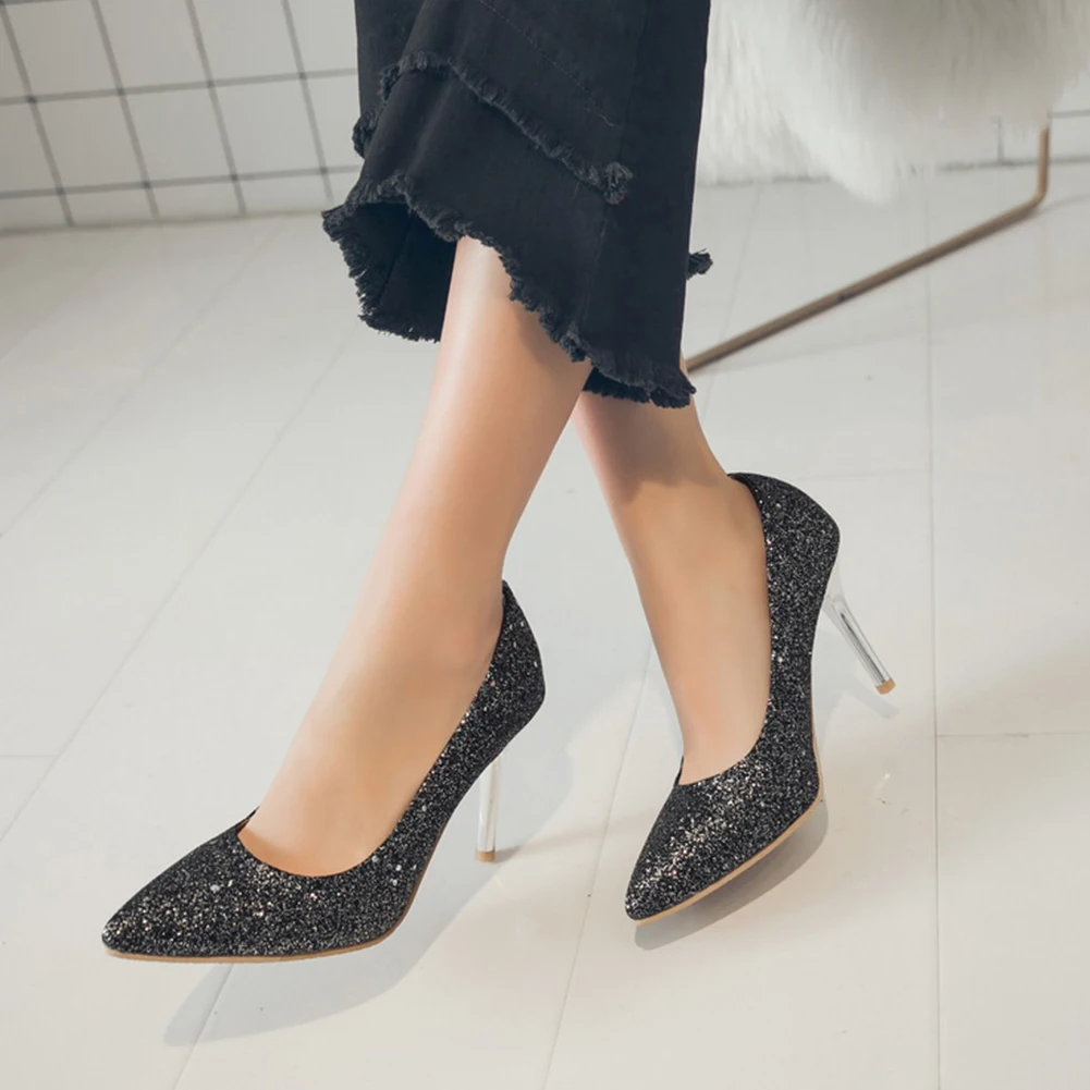 

Karinluna New High Heels Plus Size 48 Dropship Women Party Shoes Woman Bling Pointed Toe Slip On Office Lady Pumps Female