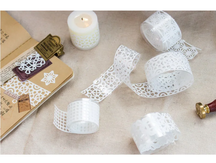 35mm*1m Kawaii Cute Flower Grid Lace Washi Tape Hollow Out Scrapbooking Masking Tape DIY School Supplies Bullet Journal sl2142