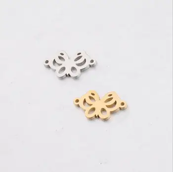 

20pcs/Lot Stainless Steel Mirror Polished Hollow Butterfly Small Charm Connectors Two Holes DIY Making Bracelet Accessories