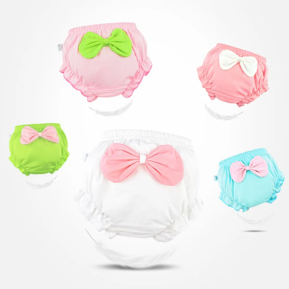 Ropa interior de algodón para niños pequeños, pantalones cortos de lunares con lazo grande
