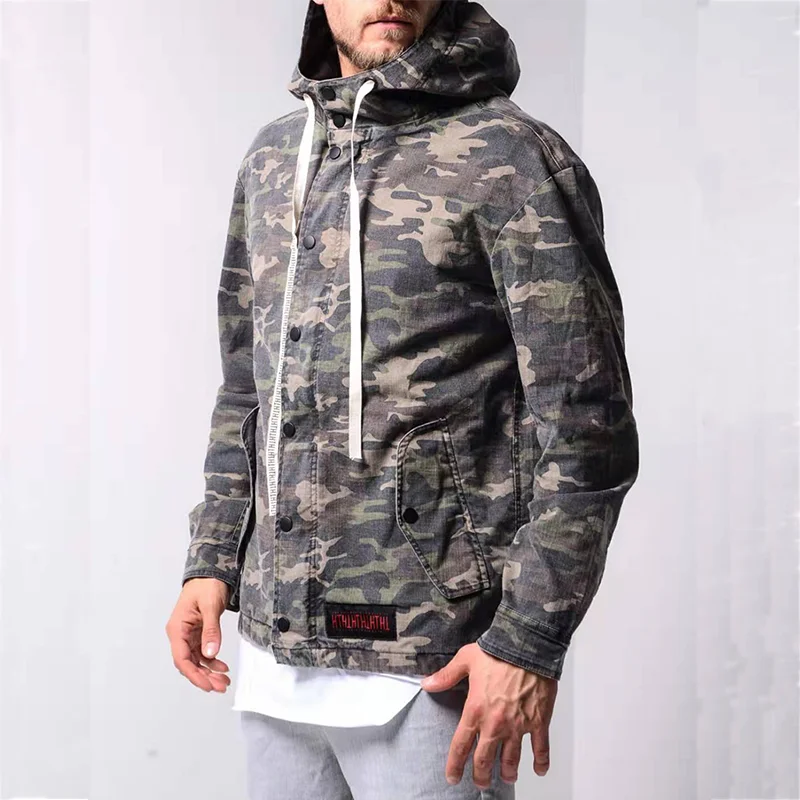 men camouflage denim jacket