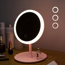 Ha condotto la Luce Specchio Per Il Trucco di Immagazzinaggio Led Viso Specchio Tocco Regolabile Dimmer USB LED Vanity Specchio Da Tavolo Da Tavolo a Specchio Cosmetico