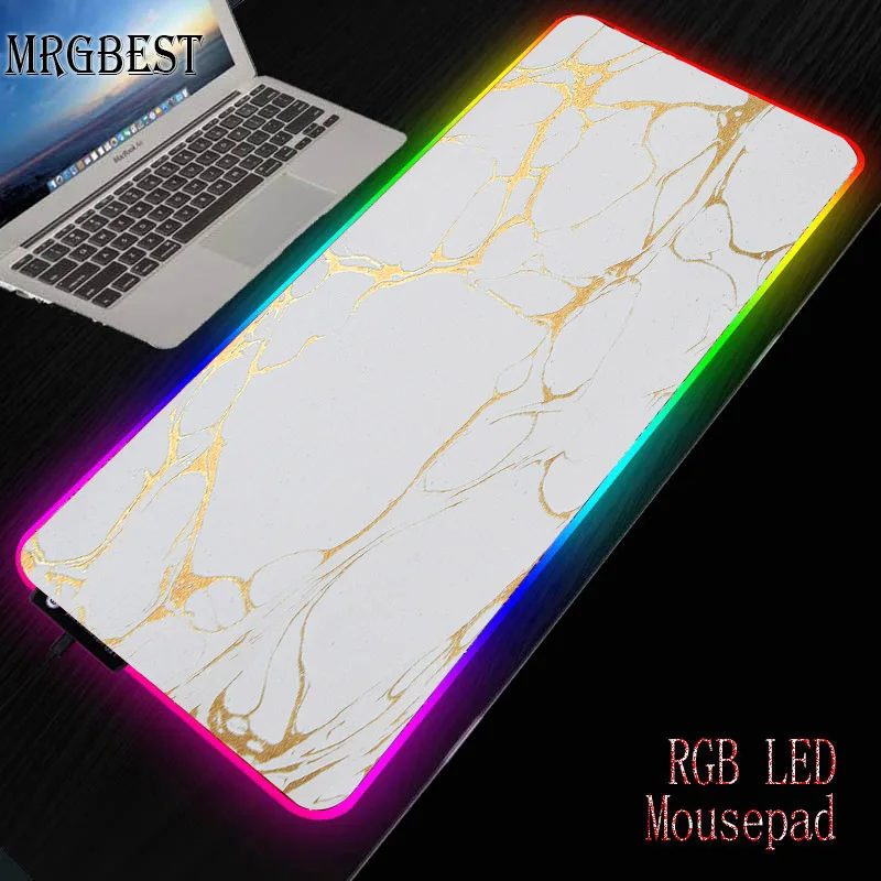 MRGBEST модный мраморный игровой большой RGB черный Lockedge светодиодный USB Коврик для
