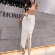 Летние женские летние ремни с разрезом с длинным сечением нерегулярные OL сумка Хип простой дикий слово юбка