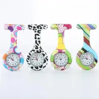 Casual Silicone Nurse Watch Multicolor Pattern Arabic Numerals Round Dial Silicone Nurses Brooch Tunic Fob Watches Pocket Watch  1