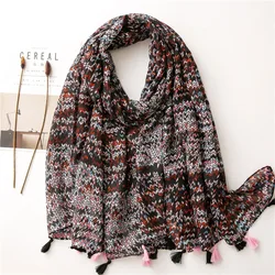 Ladies Fashion African Geometric Ethnic Tassel Viscose Shawl Scarf Print Soft Wrap Headband Bufandas Muslim Hijab Sjaal 180*90Cm