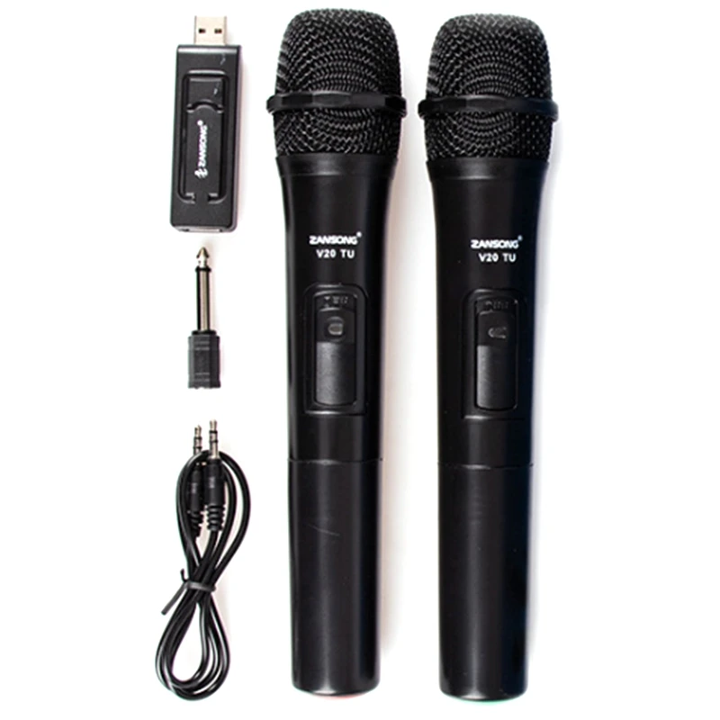 Zansong Uhf Usb 3.5Mm Wireless Microphone Megaphone Handheld Mic with Receiver for Karaoke Speech Loudspeaker V20 